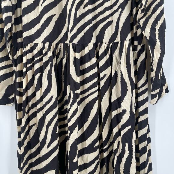 H&M Dress Size Small Zebra NWT Patterned Animal Print Midi Maxi Black Cream - Picture 13 of 15